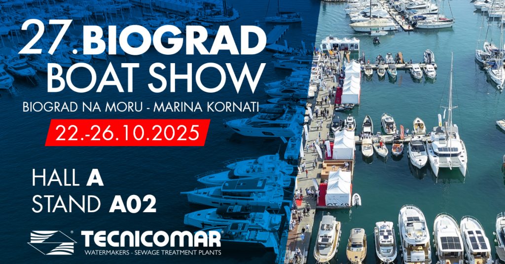 Tecnicomar sarà presente al Biograd Boat Show 2025 dal 22 al 26 ottobre.